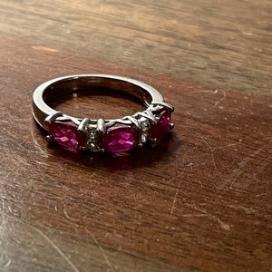 Ruby (lab created) and silver ring